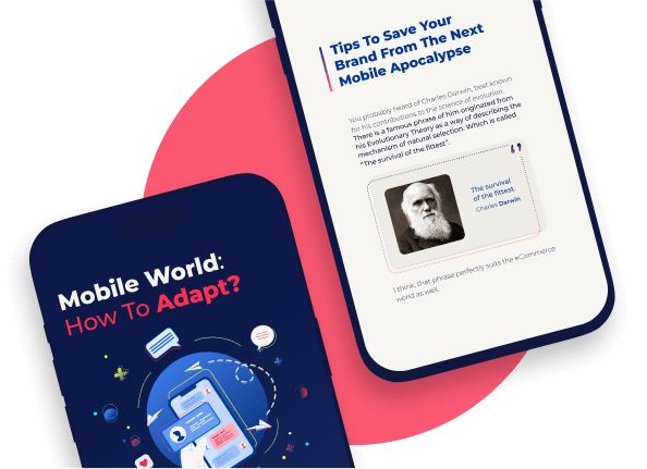 The ebook cover about how to adapt mobile world with an illustration on it