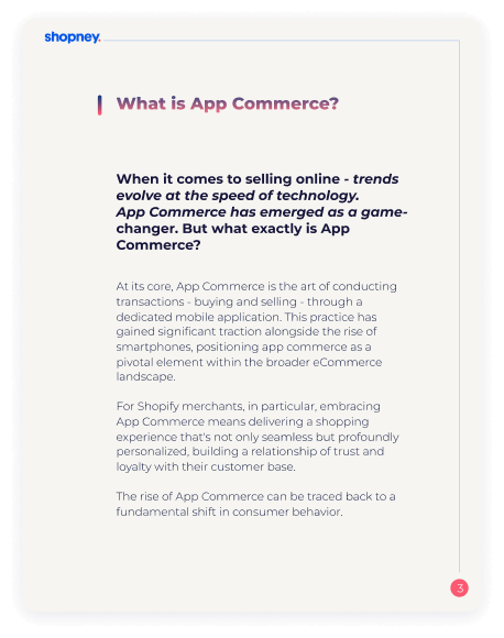 A page of State of App Commerce 2024 ebook that defines what app commerce is