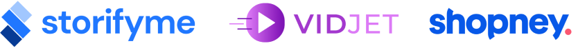 Logos of Storifyme, Vidjet and Shopney