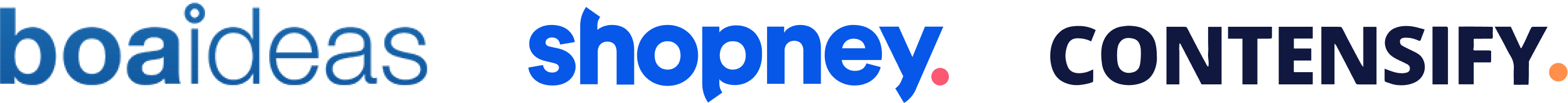 Logos of BOA Ideas, Shopney and Contensify