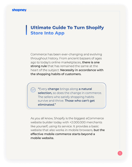 A page of Ultimate Guide to Turn Shopify Store into App that includes a stats about consumer behavior