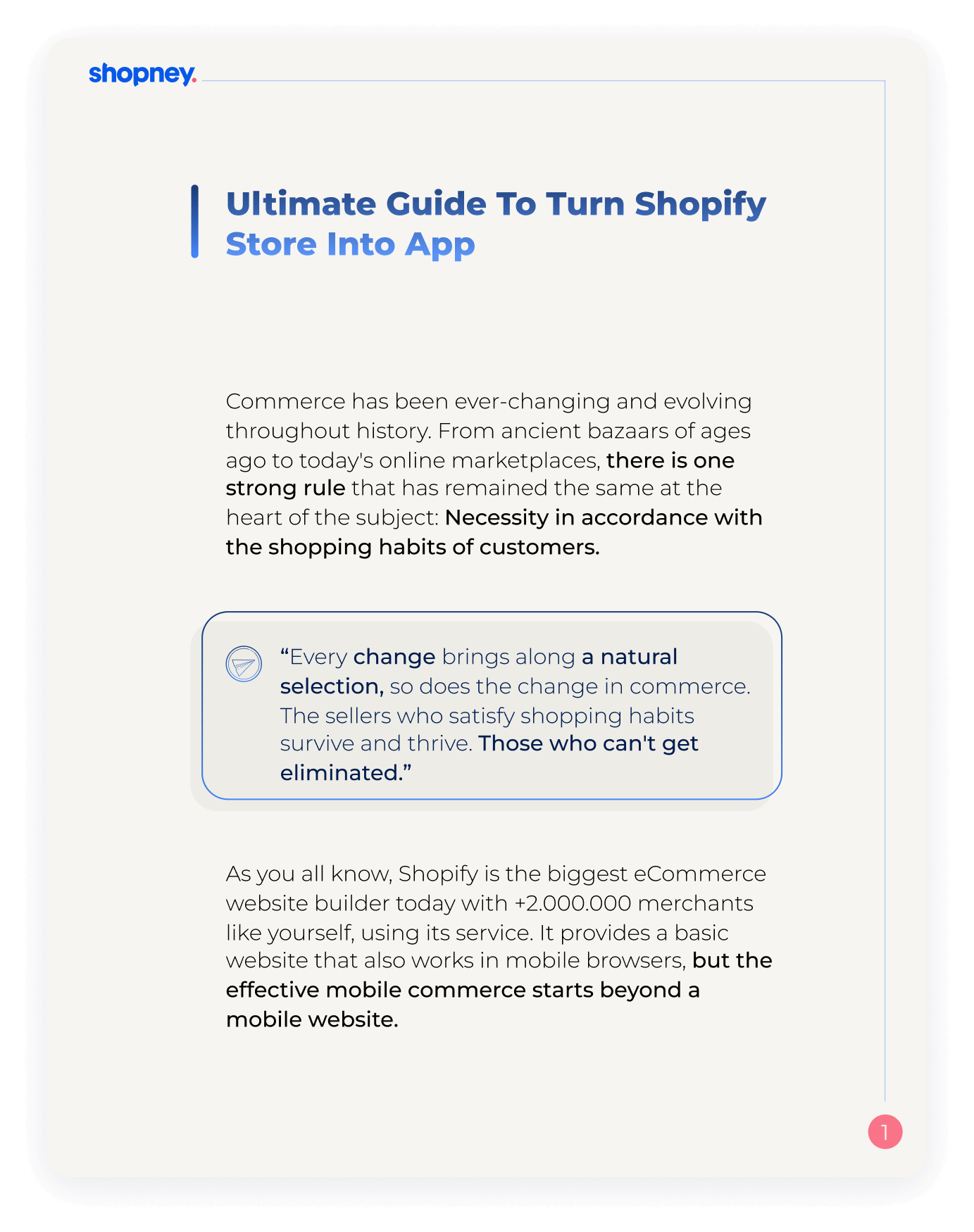 A page of Ultimate Guide to Turn Shopify Store into App that includes a stats about consumer behavior