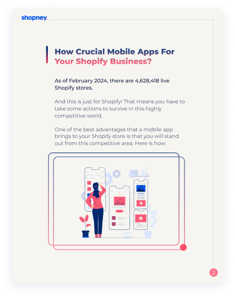 A page of Why Should You Convert Your Shopify Store into a Mobile App ebook that includes a stats about consumer behavior