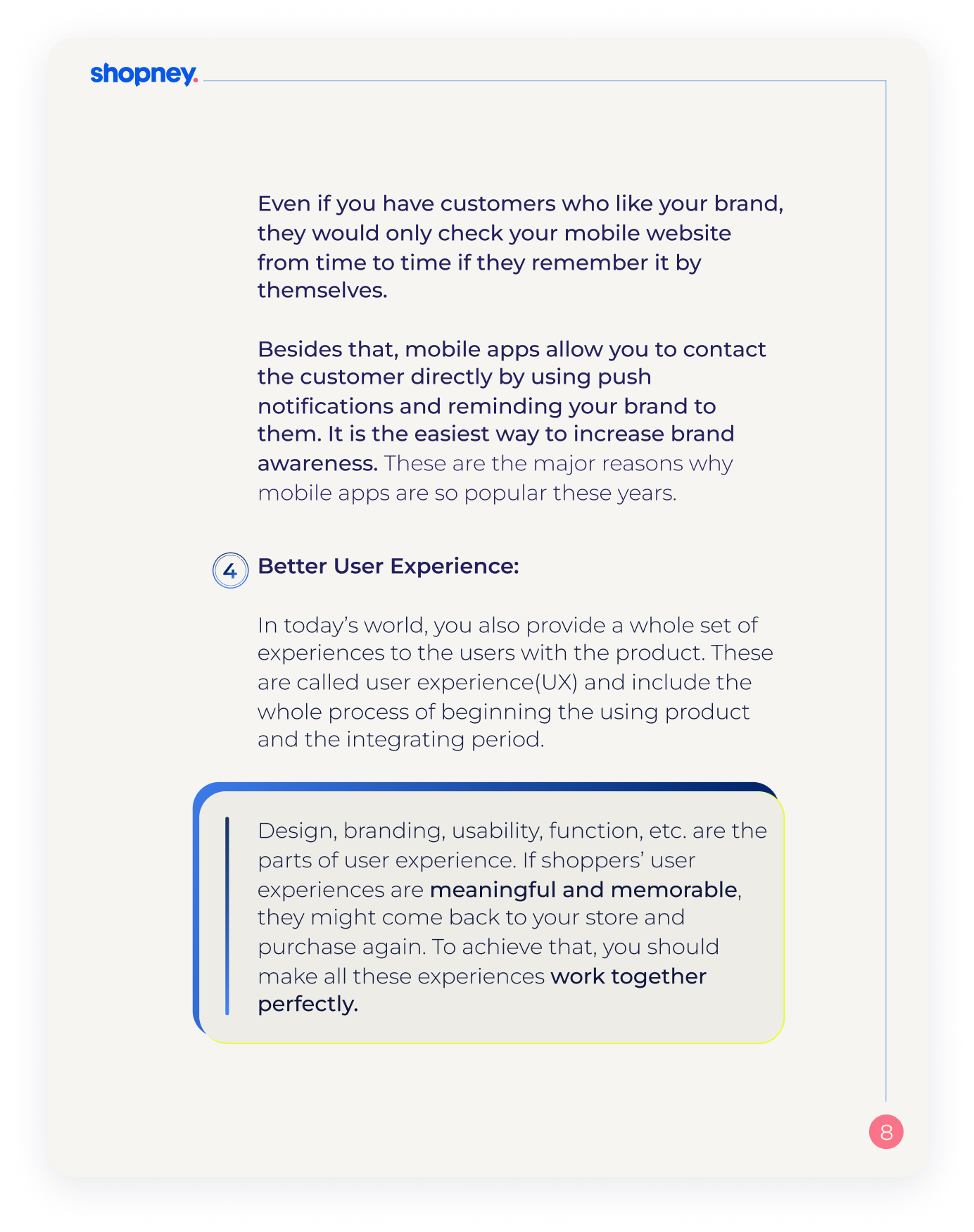 A page of Why Should You Convert Your Shopify Store into a Mobile App ebook that explains terms regarding consumer behavior