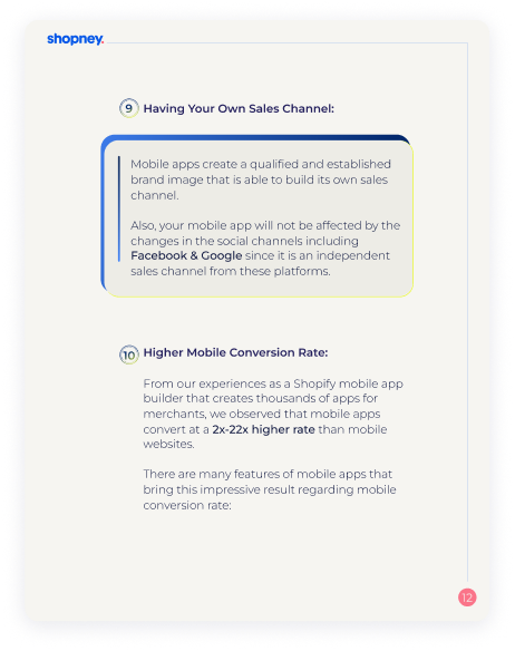 A page of Why Should You Convert Your Shopify Store into a Mobile App ebook with an illustration on it