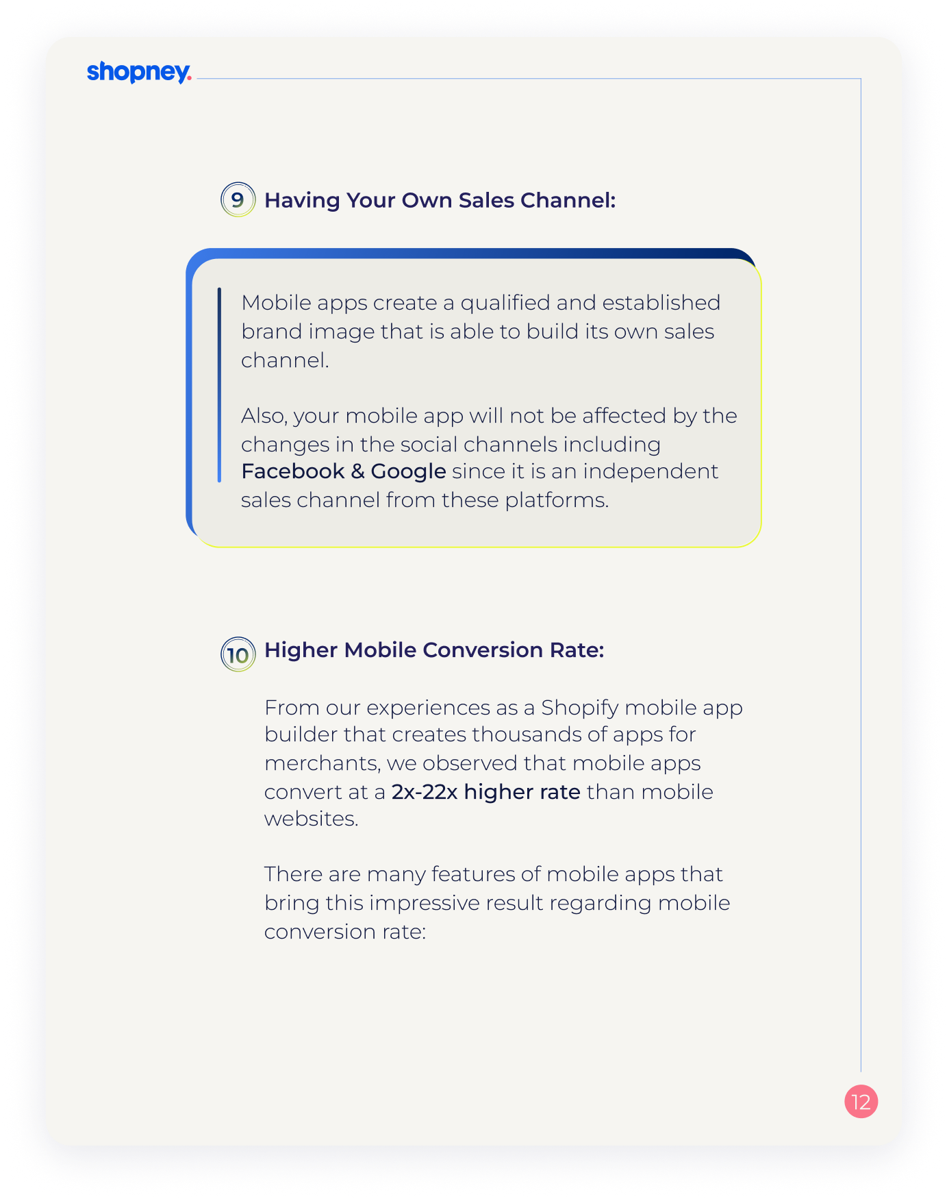 A page of Why Should You Convert Your Shopify Store into a Mobile App ebook with an illustration on it