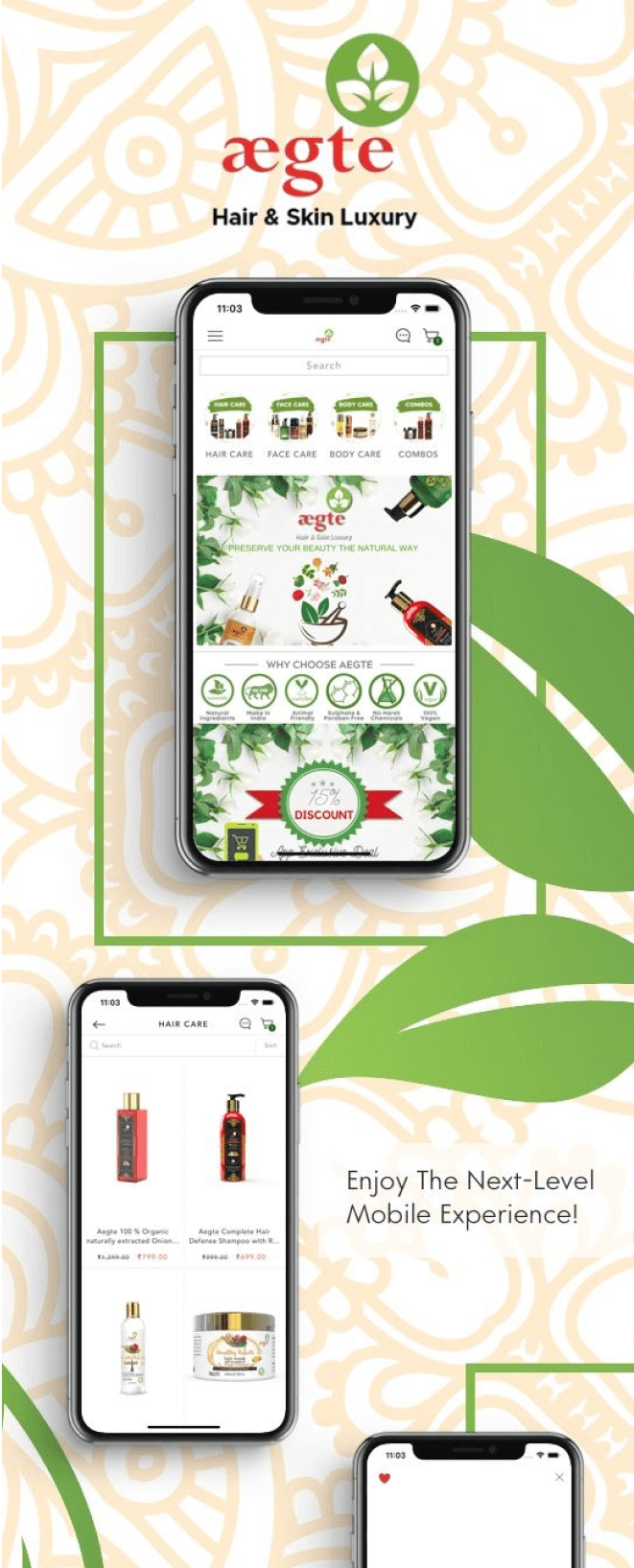 the mobile app design of Aegte app