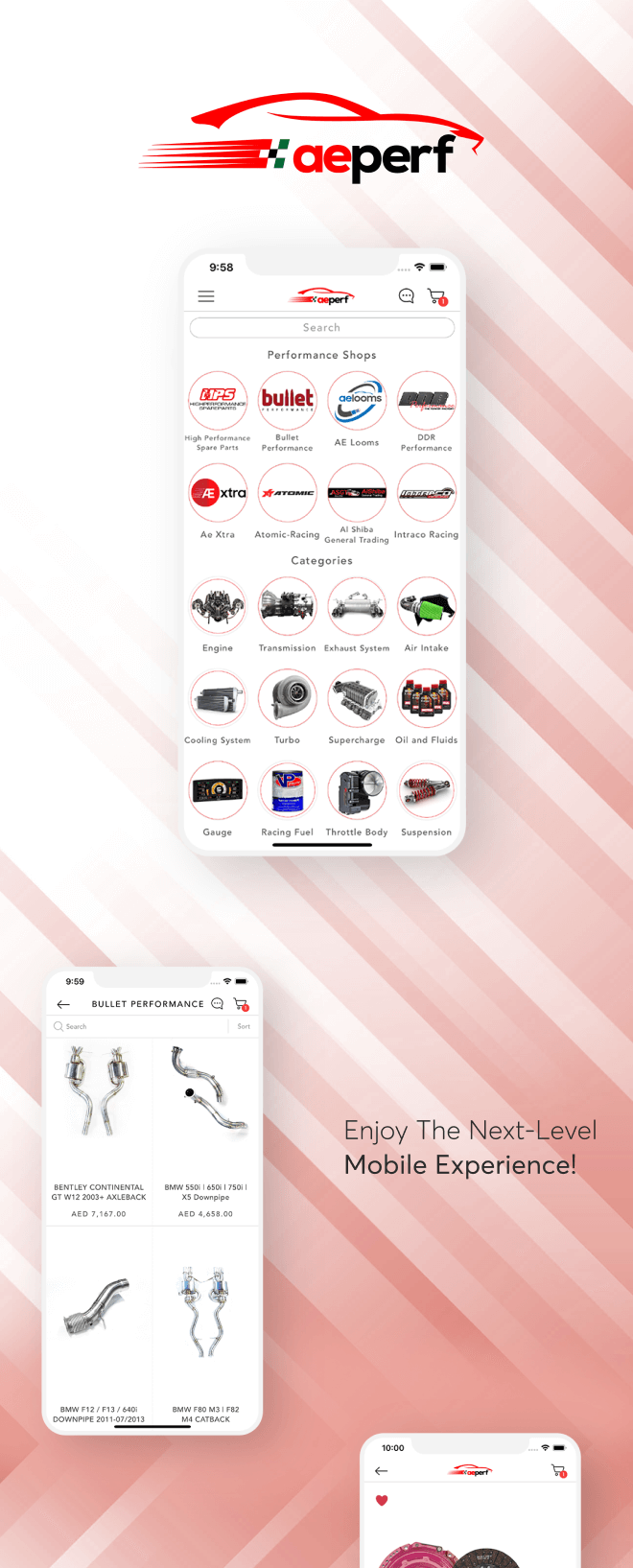 the mobile app design of Aeperf app
