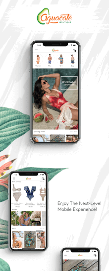 the mobile app design of Aguacate Boutique app