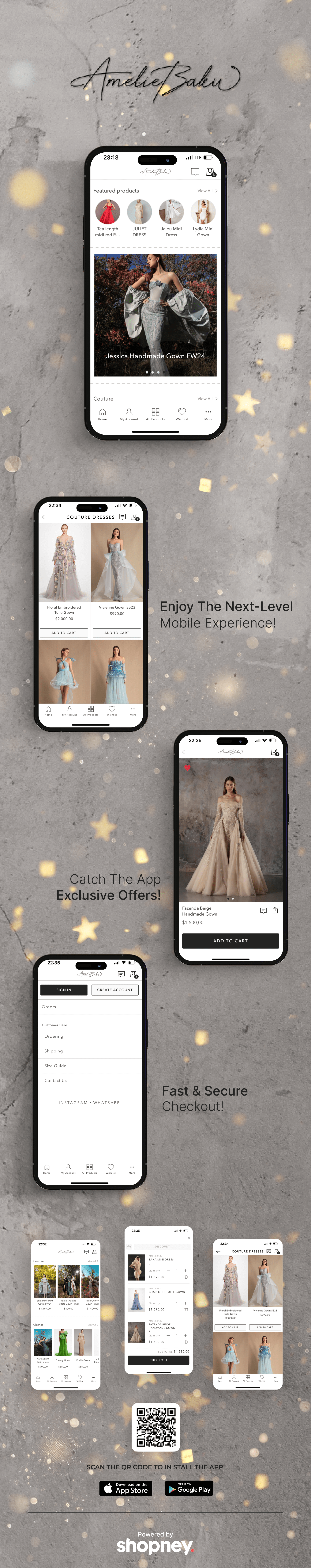 the mobile app design of AmelieBaku app
