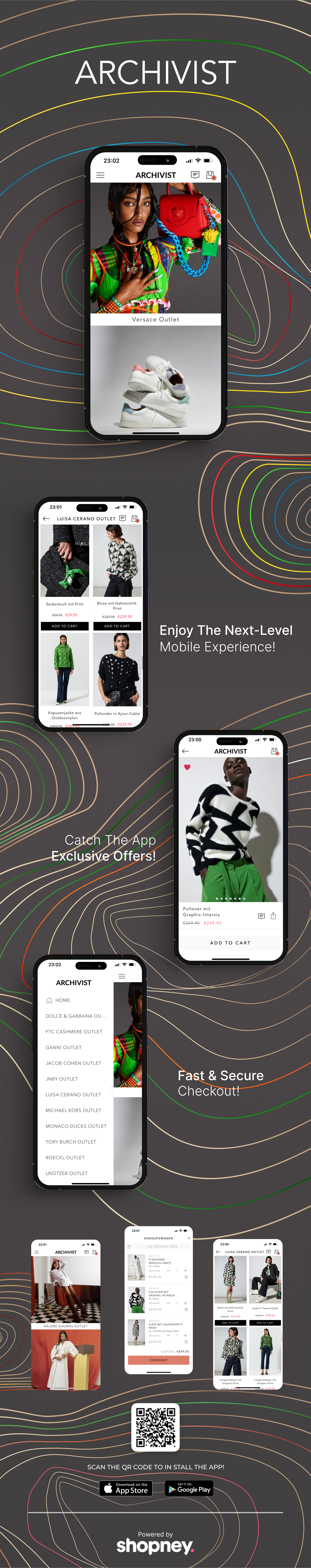 the mobile app design of ARCHIVIST app