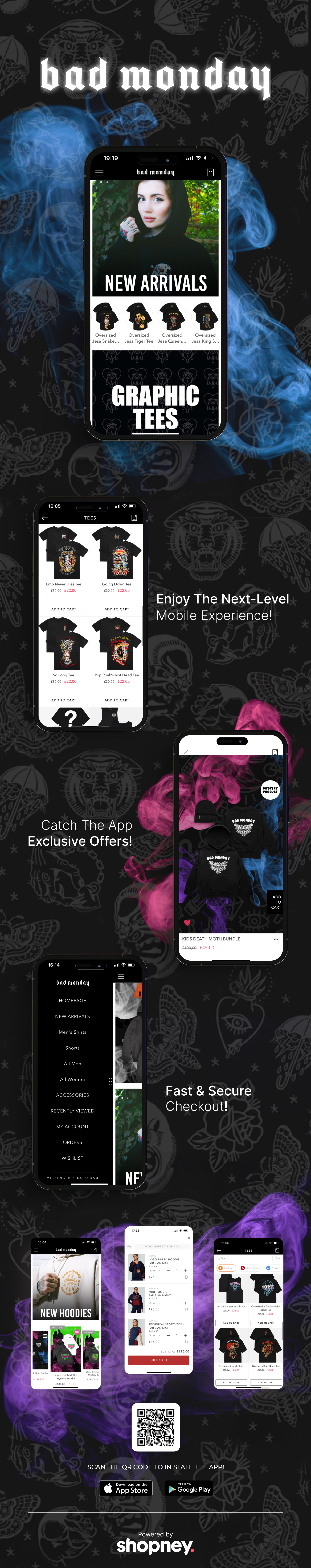 the mobile app design of Bad Monday app