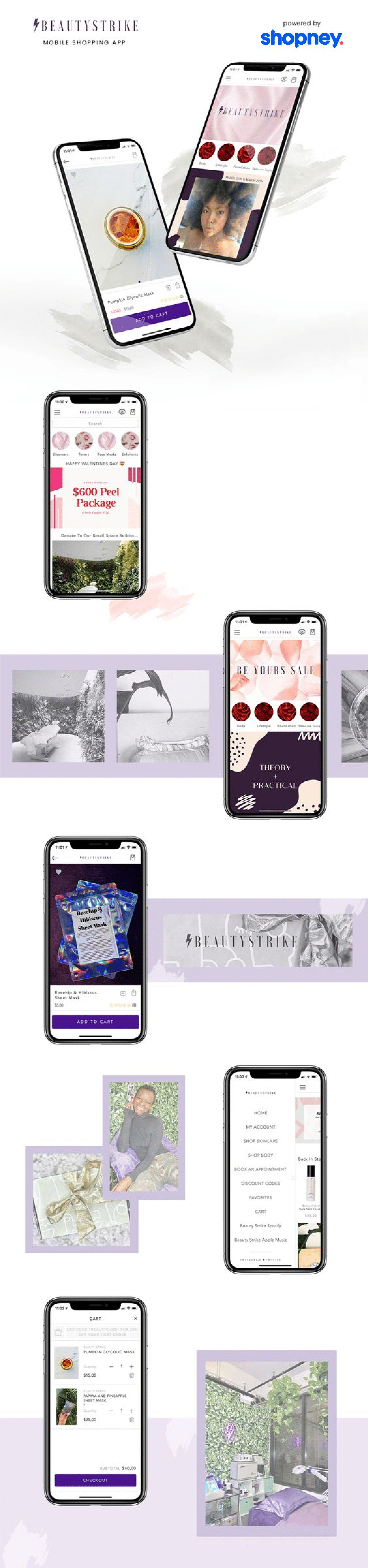 the mobile app design of Beauty Strike app