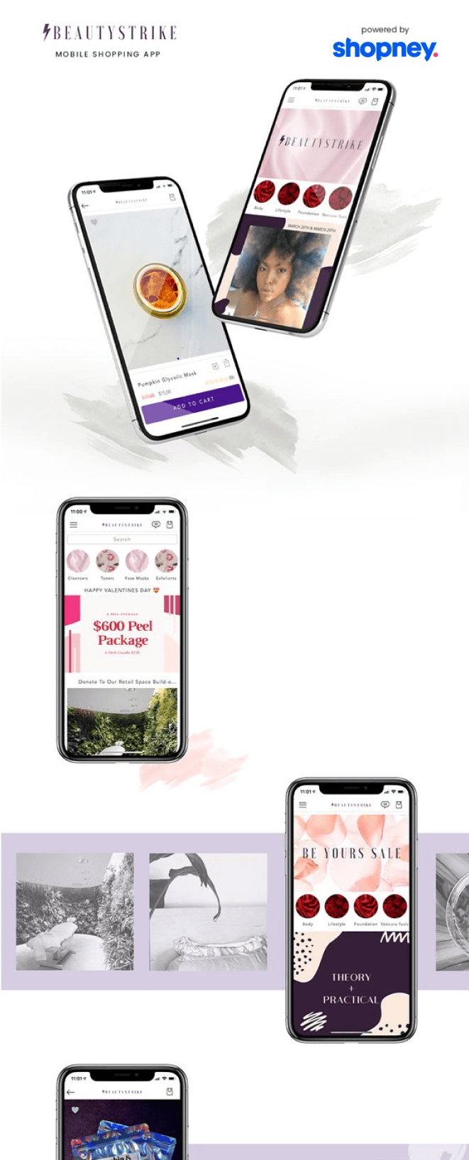 the mobile app design of Beauty Strike app