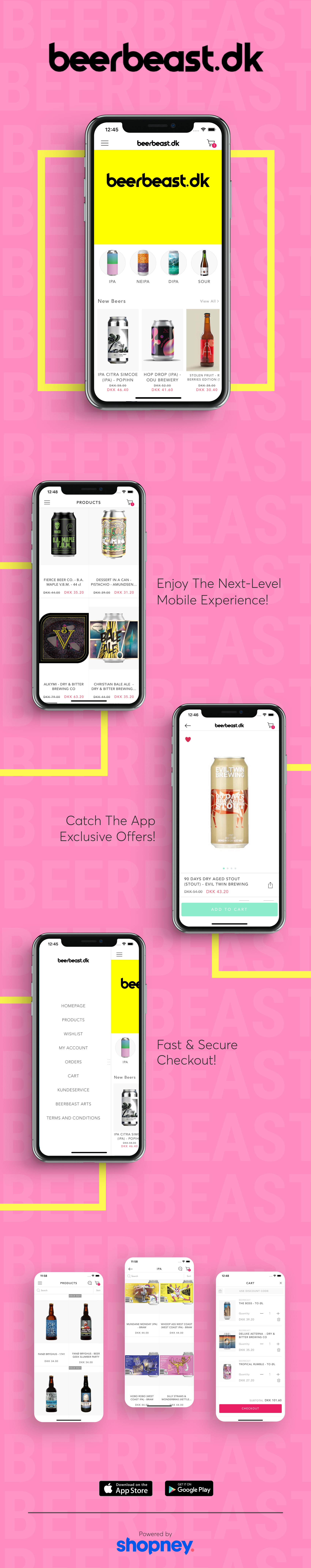 the mobile app design of BeerBeast app