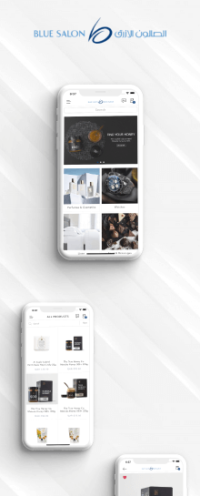 the mobile app design of Blue Salon app
