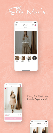 the mobile app design of Ella Mae's app