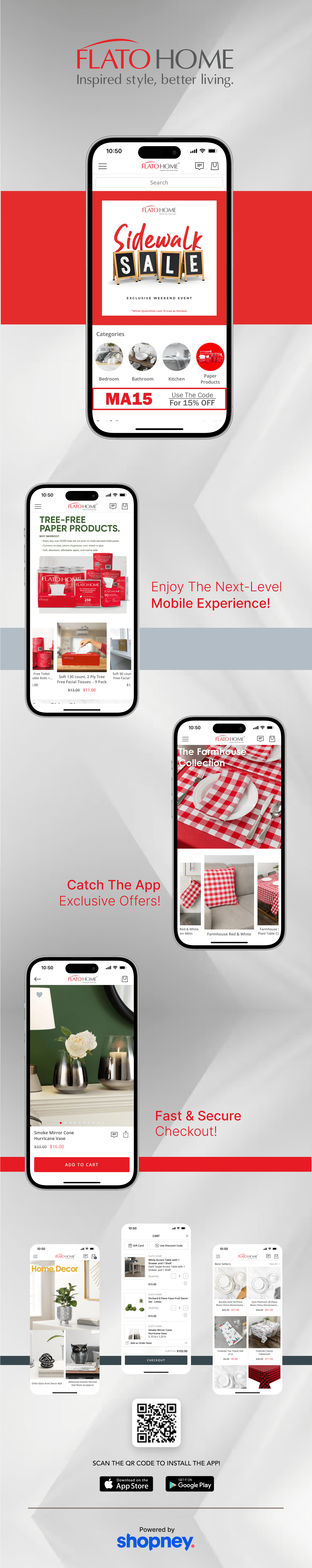 the mobile app design of Flato Home app