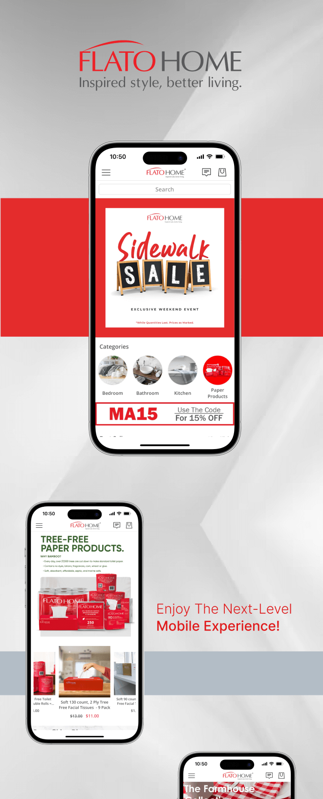the mobile app design of Flato Home app