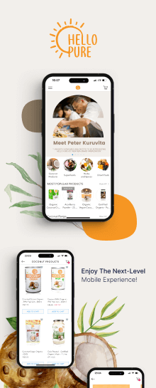 the mobile app design of Hello Pure app