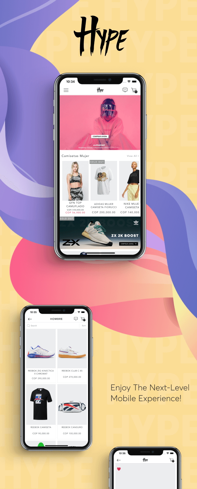 the mobile app design of Hype app