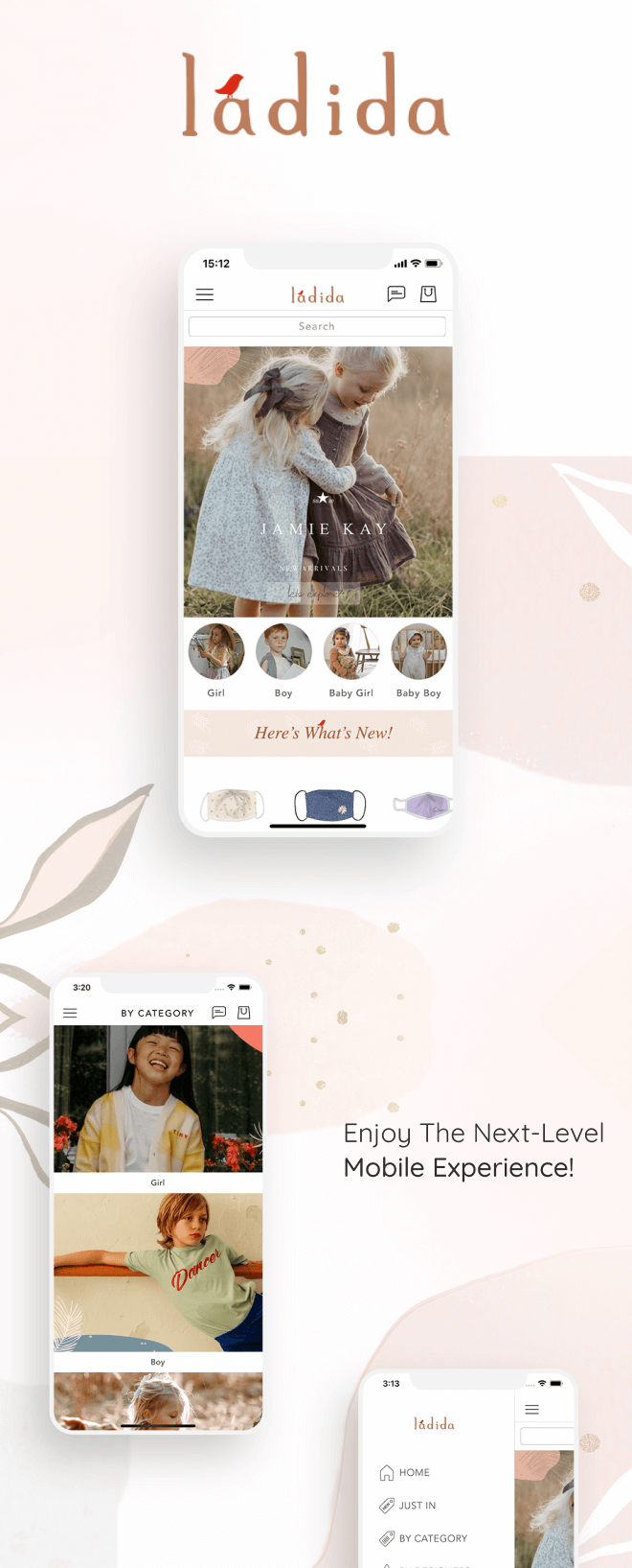 the mobile app design of Ladida app