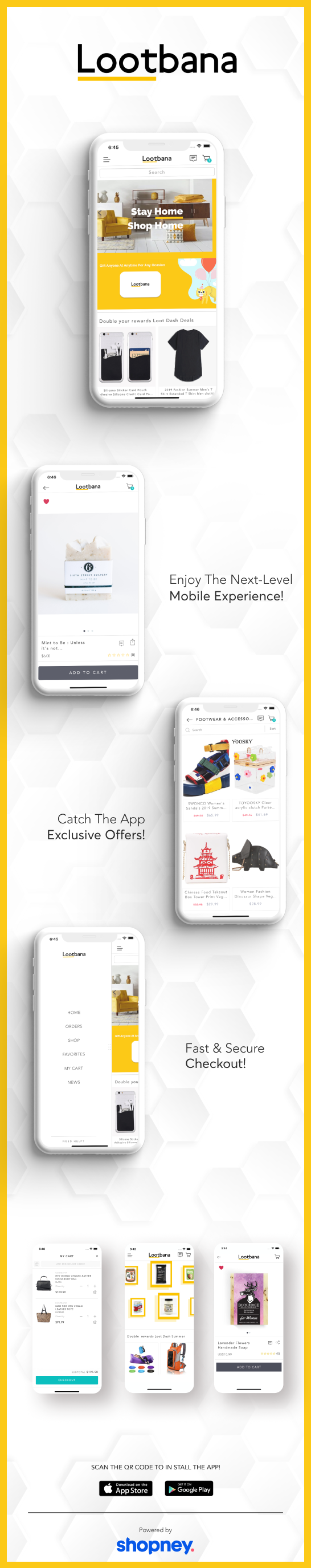 the mobile app design of Lootbana app