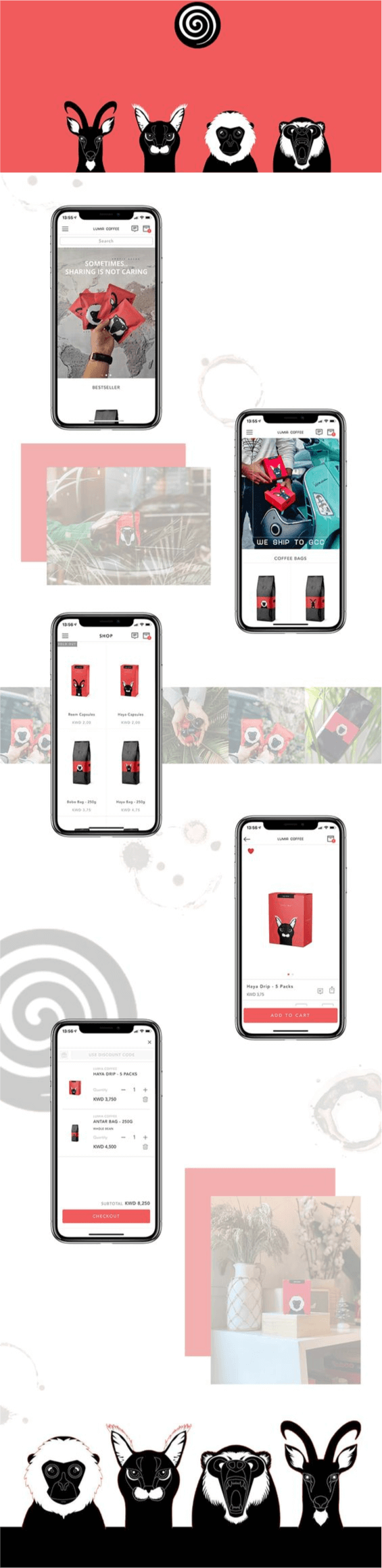 the mobile app design of Lumia Coffee app