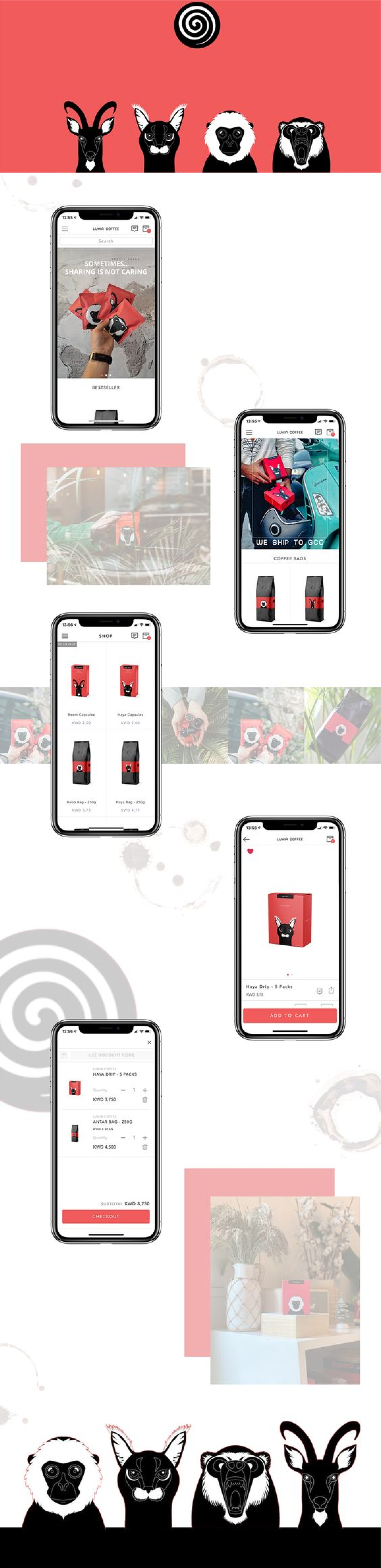 the mobile app design of Lumia Coffee app