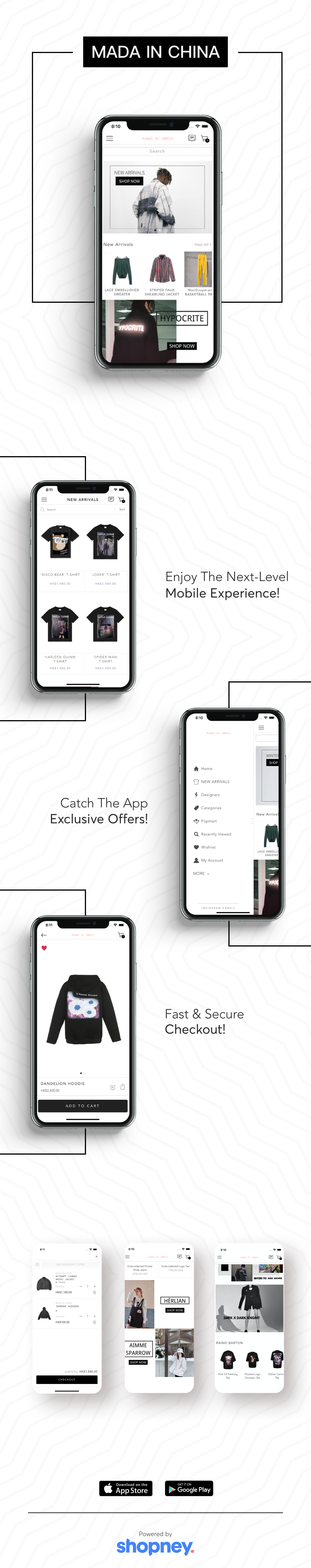 the mobile app design of MADA IN CHINA app