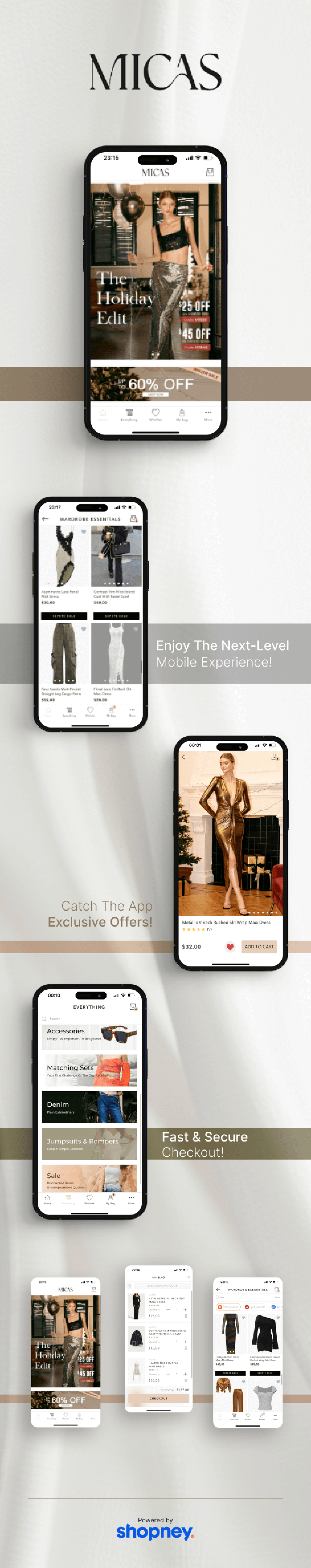 the mobile app design of MICAS app