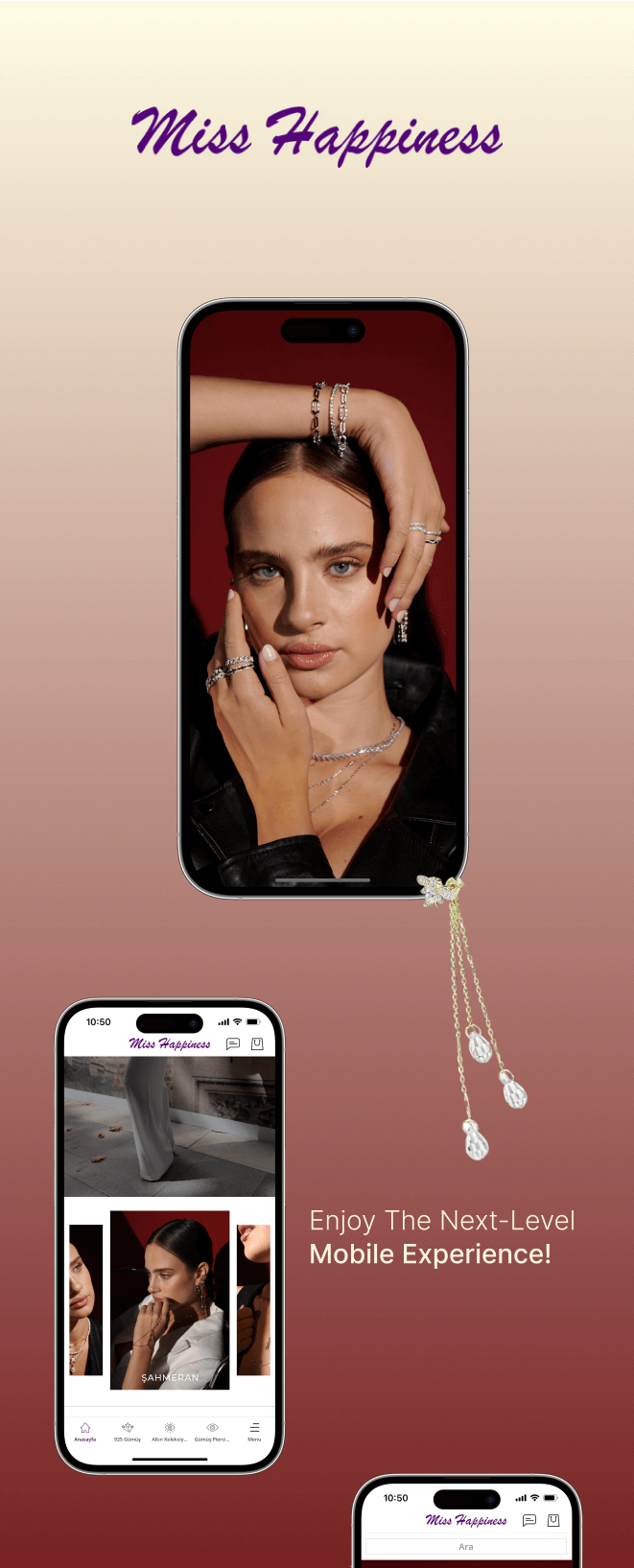 the mobile app design of Miss Happiness app