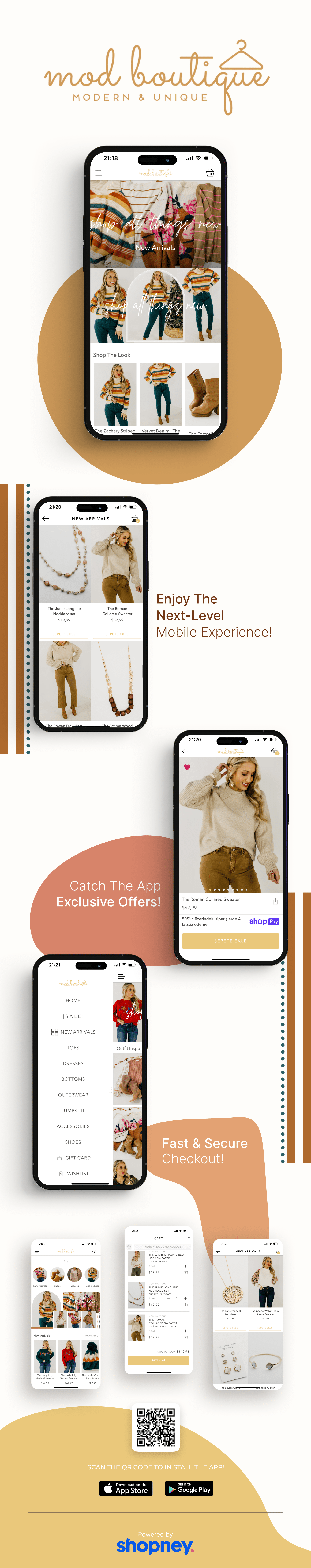 the mobile app design of MOD Boutique app