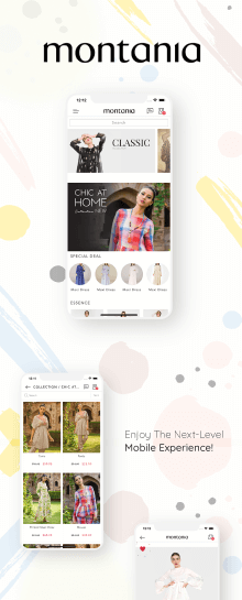 the mobile app design of Montania Shop app