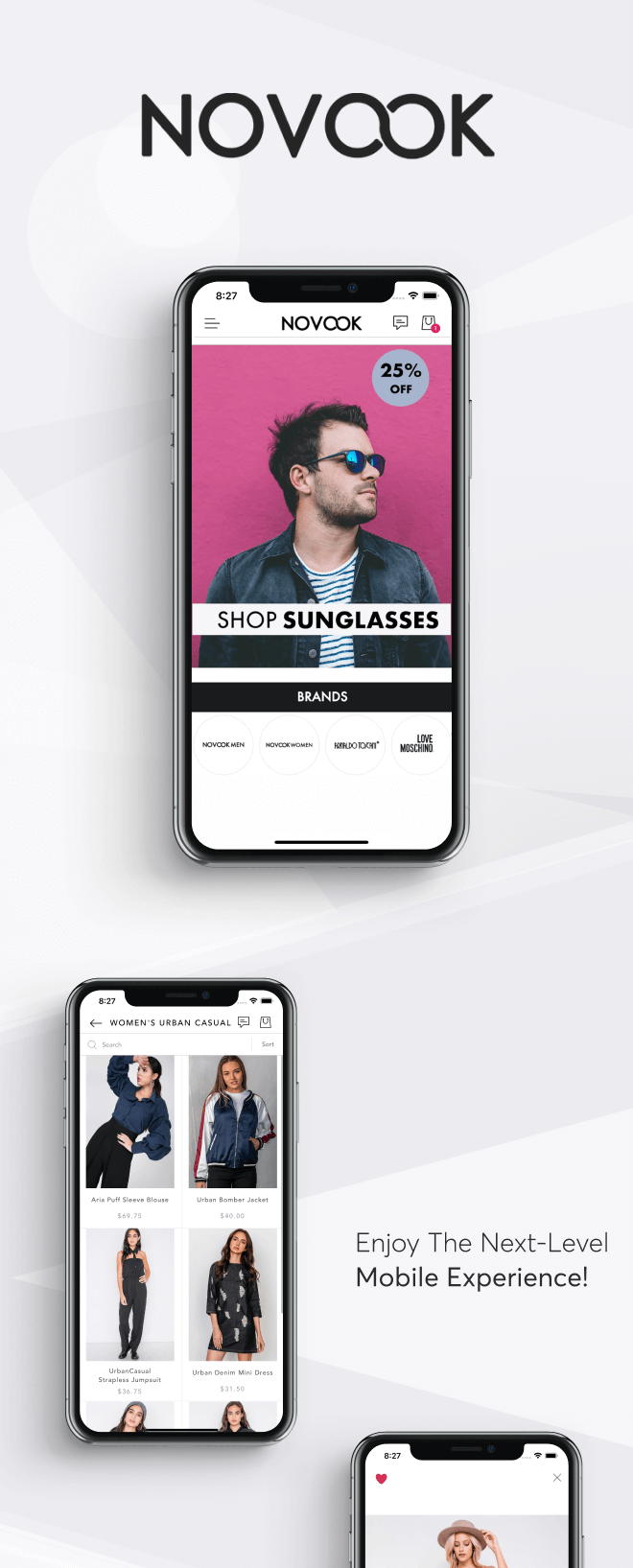 the mobile app design of Novook app