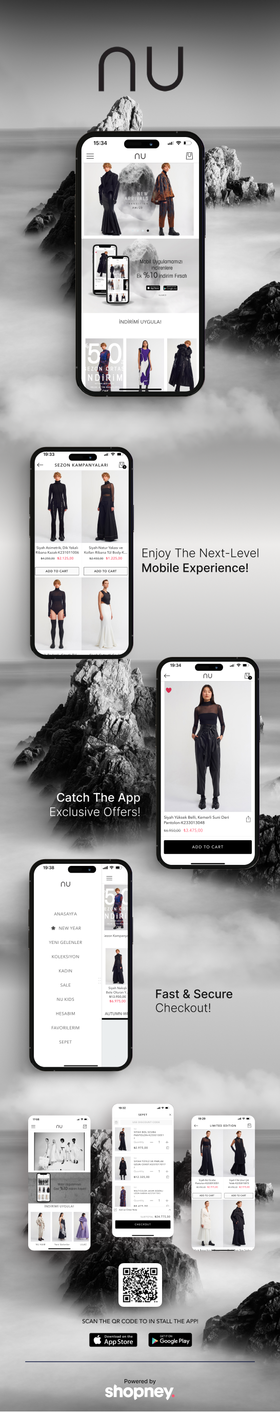 the mobile app design of Nu app