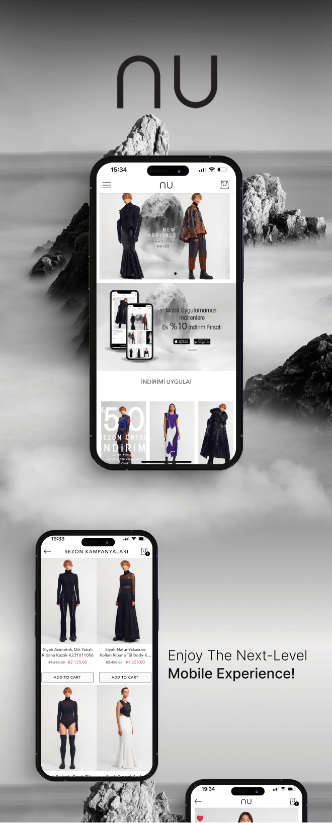 the mobile app design of Nu Fashion app