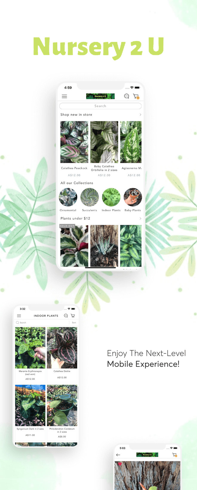 the mobile app design of Nursery 2U app