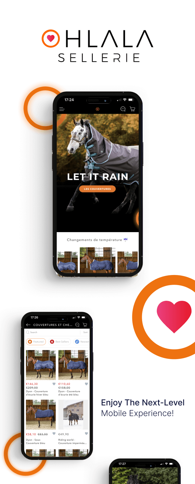 the mobile app design of Ohlala Sellerie app