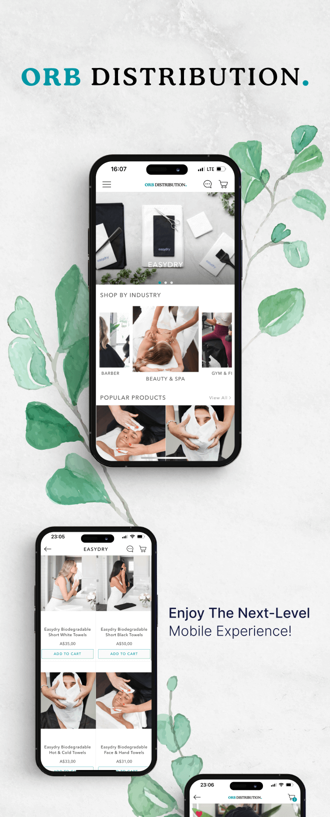 the mobile app design of Orb Distribution app