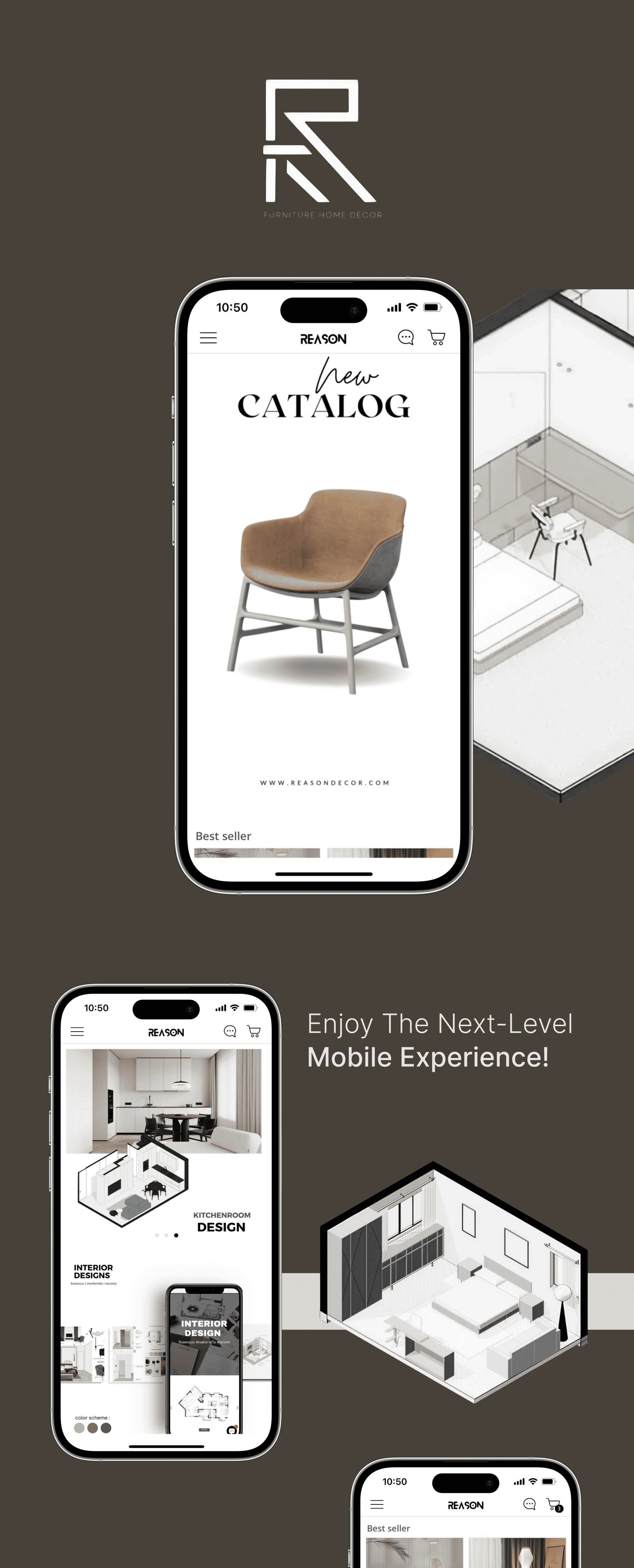 the mobile app design of Reason Decor app