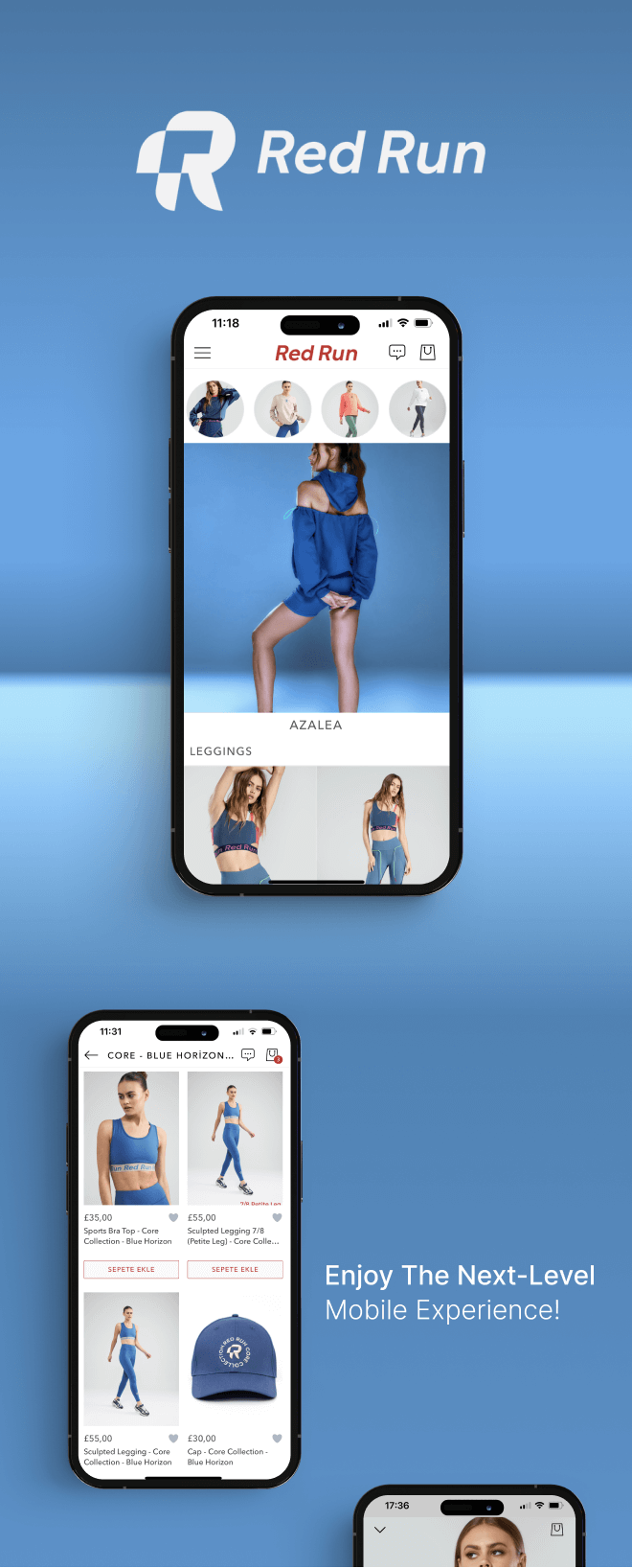 the mobile app design of Red Run app