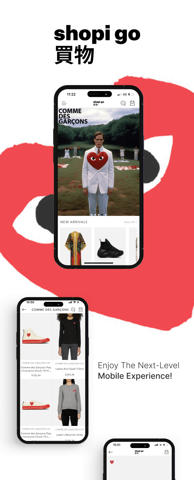 the mobile app design of Shopi Go app