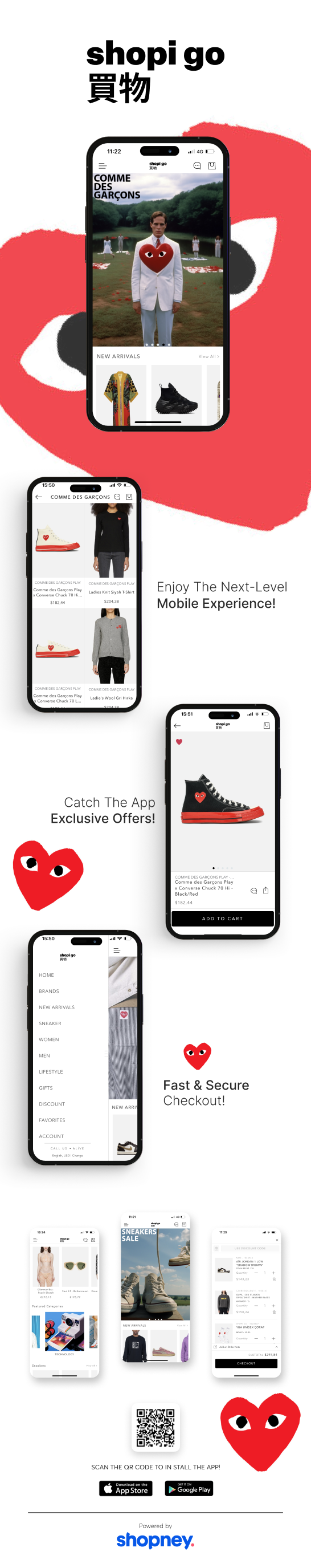 the mobile app design of Shopi Go app