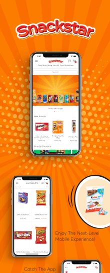 the mobile app design of Snackstar app