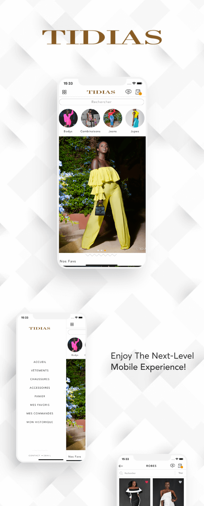 the mobile app design of Tidias app