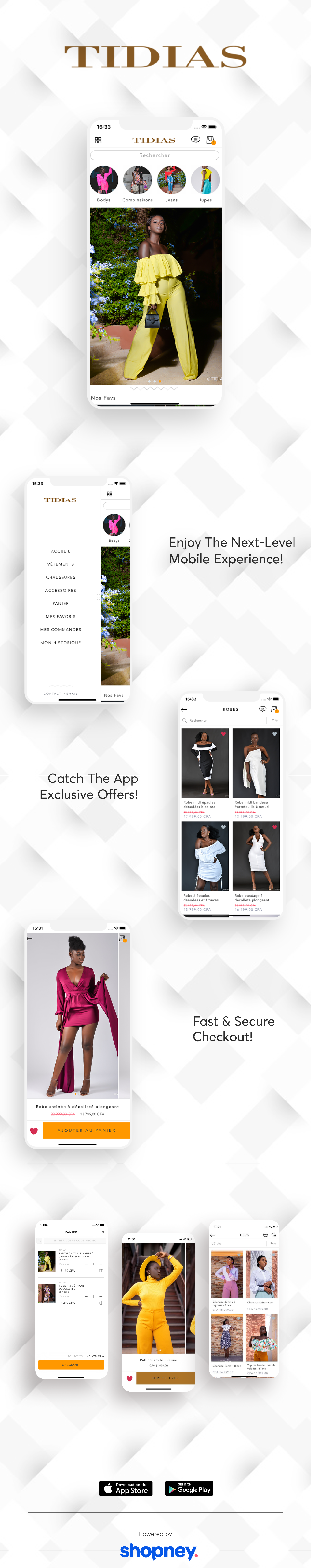 the mobile app design of Tidias app