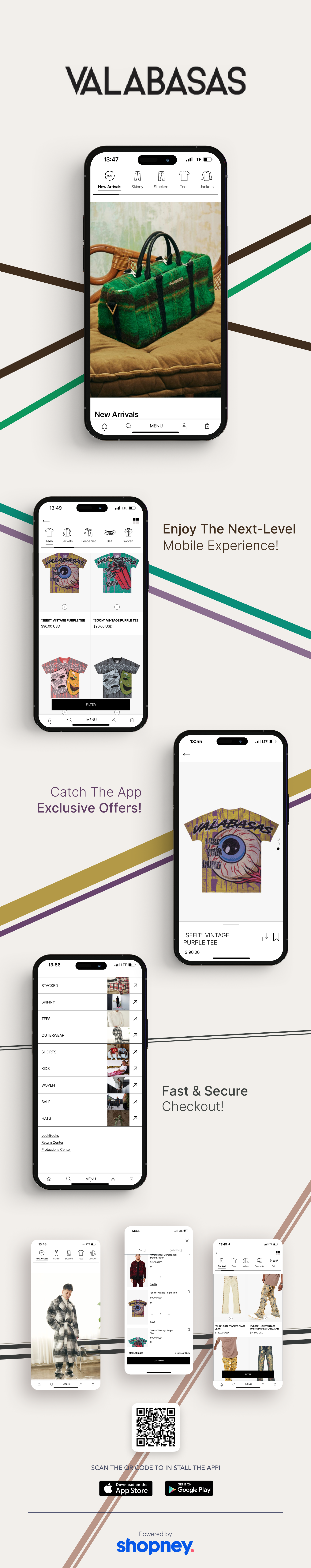 the mobile app design of Valabasas app