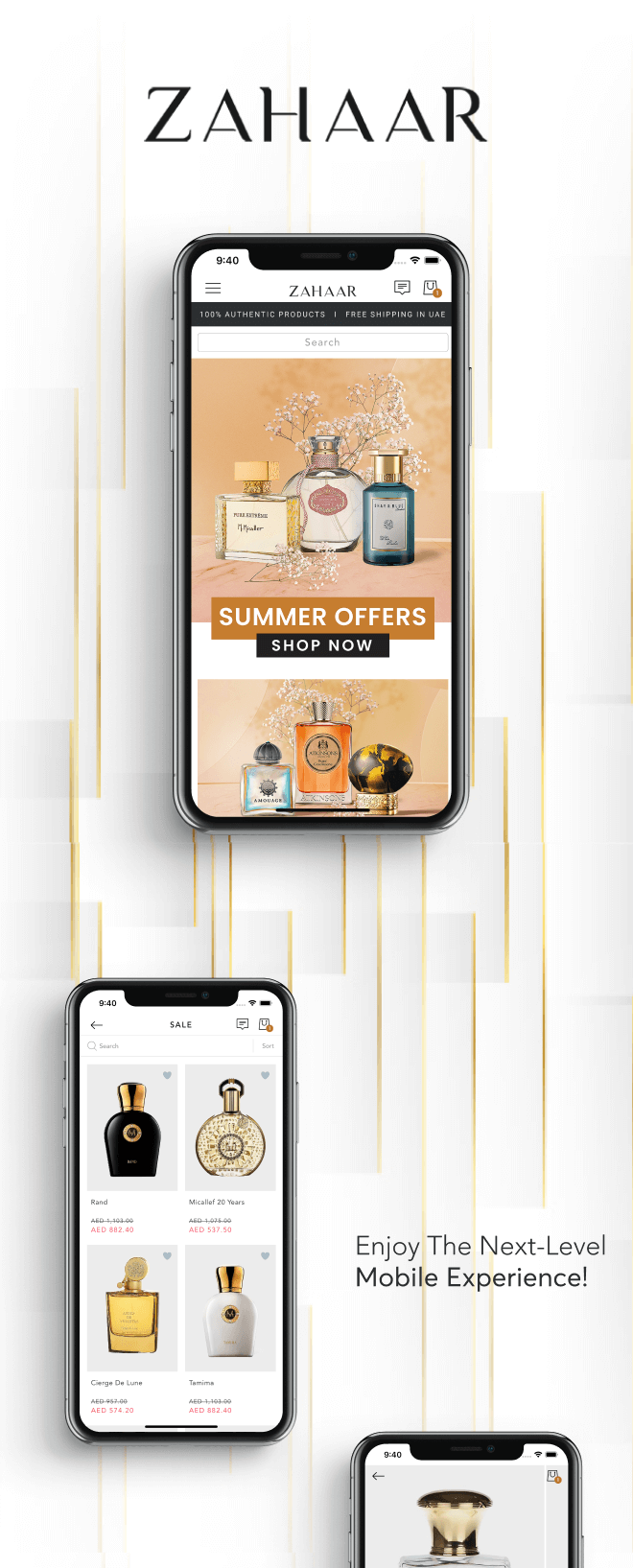 the mobile app design of Zahaar app