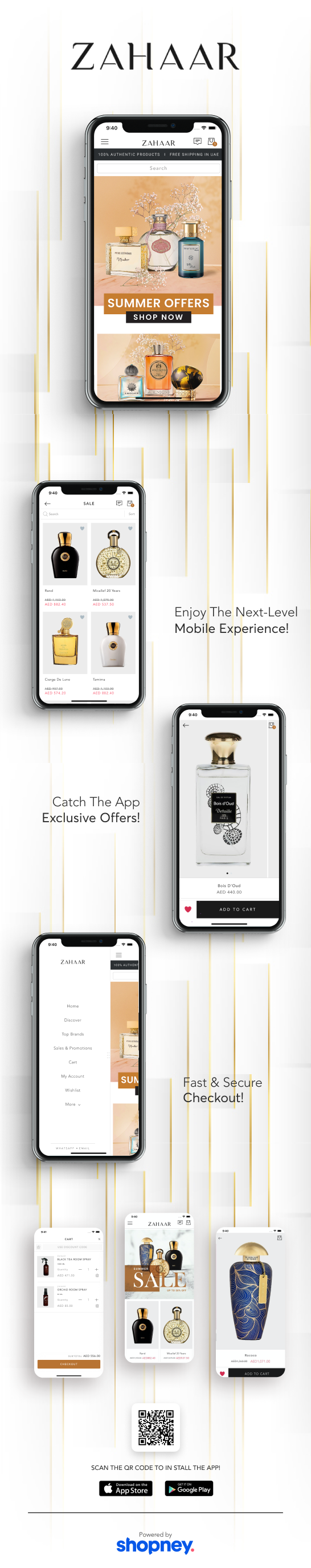 the mobile app design of Zahaar app